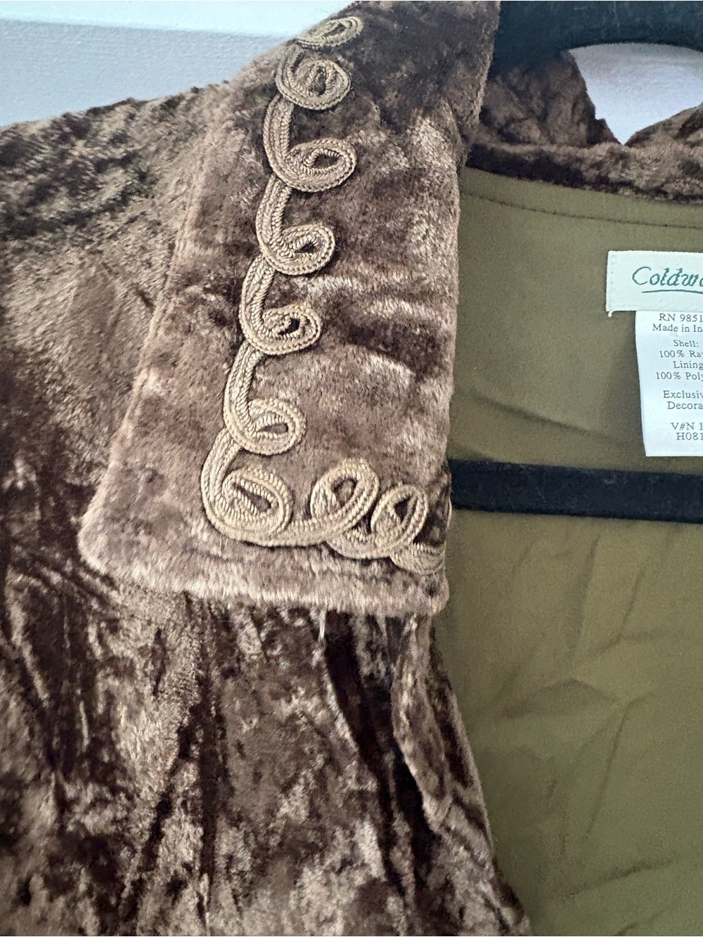 Coldwater Creek XL Brown Crushed Velvet Embroidered Boho Jacket Art-to-Wear - Picture 11 of 11